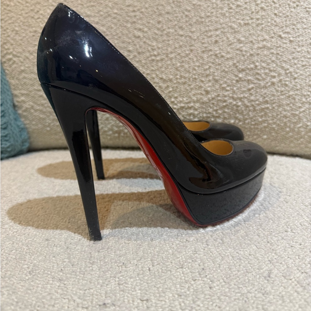 Christian Louboutin Black and Red Patent Heels